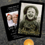 ANY Birthday Party 2 Photo Chic Black and Real<br><div class="desc">Invite family and friends to a stylish birthday celebration with modern custom photo black, white and gold party invitations. Pictures and all wording on this template are simple to customise. (IMAGE PLACEMENT TIP: An easy way to centre a photo exactly how you want is to crop it before uploading to...</div>