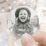 ANY Birthday Party Chic Script Photo Thank You Classic Round Sticker<br><div class="desc">Add a personalised finishing touch to birthday party favours, invitations and thank you notes with custom photo round stickers / envelope seals. The picture and all wording on this template are simple to customise. (IMAGE PLACEMENT TIP: An easy way to position a photo exactly how you want is to crop...</div>