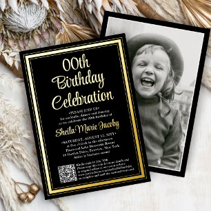 Any Birthday Party QR Code & Photo Black and Real