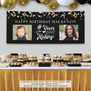 Any Birthday Photo YEARS IN THE MAKING Black Gold Banner