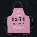 Any Birthday Pink And Black Lady's Apron<br><div class="desc">A personalised classic pink apron design for that birthday celebration for somebody born in any year. Add the name and year to this vintage retro style pink, white and black design for a custom birthday gift. Easily edit the name and year with the template provided. A wonderful custom birthday gift....</div>