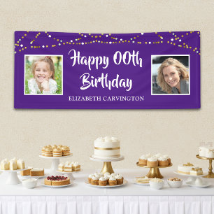Any Birthday Then & Now Photos Personalised Banner