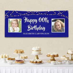 Any Birthday Then & Now Photos Personalised Banner