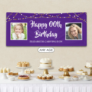 Any Birthday Then & Now Photos Personalised Banner
