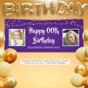 Any Birthday Then & Now Photos Personalised Banner