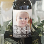 ANY Birthday "This Kid" Modern Photo Overlay Wine Label<br><div class="desc">Add a stylish personalised touch to birthday party decorations with fun modern "This Kid" photo wine bottle labels. All wording on this template is simple to customise. The colours, font styles and overlay opacity are easy to change with the Zazzle Design Editor tool. The minimalist black and white design features...</div>