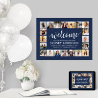 ANY Birthday Welcome 20 Photo Collage Navy Blue