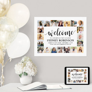 ANY Birthday Welcome Script 20 Photo Collage Party Poster