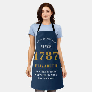 Any Birthday Year Blue Gold BBQ Cook Apron