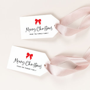 Any Color Bow   Black and White Merry Christmas Gift Tags