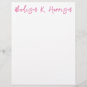 Any Color Handwritten Script Name Letterhead Paper