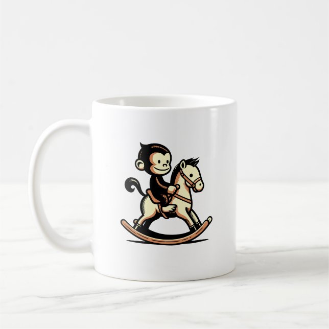 Any Color Monkey On Rocking Horse Coffee Mug (Left)