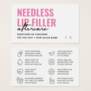 Any Color Needles Lips Filler Aftercare Card