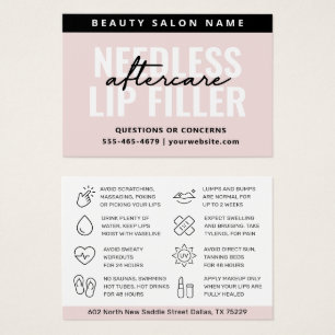 Any Color Needles Lips Filler Aftercare Card