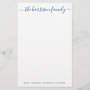 Any Color Personalized Script Family Stationery