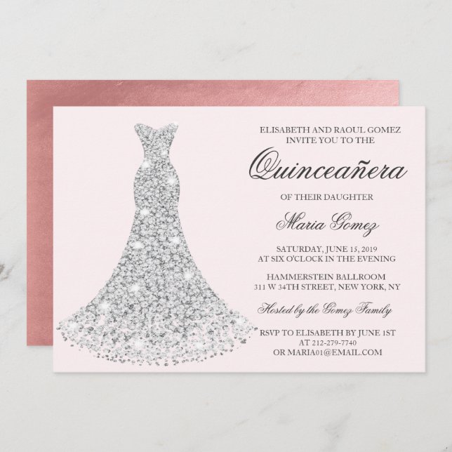 ANY COLOR - Quinceanera Birthday Invitation (Front/Back)