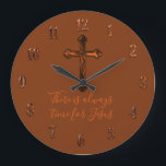 Any Color Rust Cross Jesus is always the answer Large Clock<br><div class="desc">Any Color Rust Cross Jesus is always the answer Designed by Carrie Fink.  Printed and shipped by Zazzle or their partners.</div>