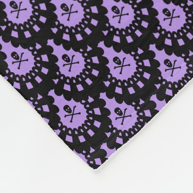 ANY COLOR! Skull and Crossbones Lace Blacke Fleece Blanket (Corner)