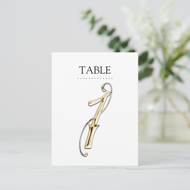 Any Color Table Numbers Fancy Gold Postcard (Standing Front)