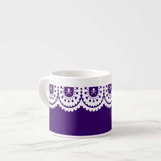 ANY COLOR! White Skull Lace Small Tea Cup (Front Left)