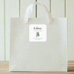 Any Colour Alabama Wedding Welcome Bag or Box Square Sticker<br><div class="desc">Wedding weekend welcome sticker for guests to your wedding, featuring image of Alabama. You may edit the colours for any part of this design, as well as move the heart to the location of your wedding. To change colours, click personalise and then "edit using the design tool." Select the element...</div>