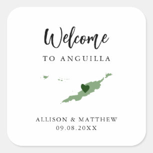 Any Colour Anguilla Wedding Welcome Bag or Box Square Sticker