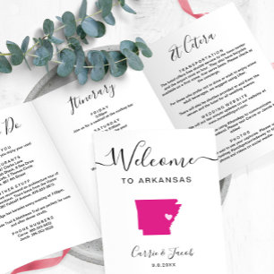 Any Colour Arkansas Wedding Bag Welcome Itinerary Tri-Fold Programme