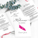 Any Colour Aruba Wedding Bag Welcome Itinerary Tri-Fold Programme<br><div class="desc">Welcome guests to your wedding with this tri-fold card. There is plenty of room to include your itinerary, restaurant suggestions, things to do, and contact info. There is space for a photo on the back of the card. All text may be customised, including the heading. You may edit the colours...</div>