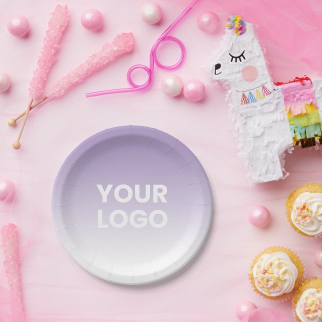 Any Colour Background | White Gradient & Your Logo Paper Plate (Party)