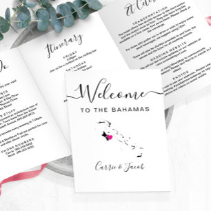 Any Colour Bahamas Wedding Bag Welcome Itinerary Tri-Fold Programme