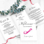 Any Colour Bermuda Wedding Bag Welcome Itinerary Tri-Fold Programme<br><div class="desc">Welcome guests to your wedding with this tri-fold card. There is plenty of room to include your itinerary, restaurant suggestions, things to do, and contact info. There is space for a photo on the back of the card. All text may be customised, including the heading. You may edit the colours...</div>