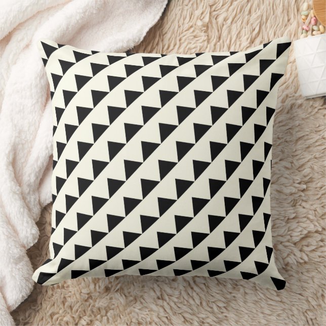 Any Colour Black & Off White Triangle Geometric Cushion (Blanket)
