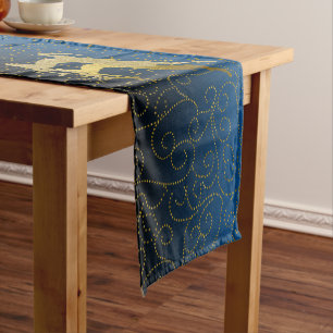 Any Colour Black Ombre Two Gold Reindeer Holiday Short Table Runner