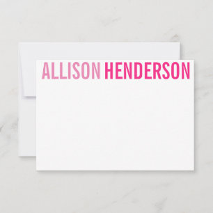 Any Colour - Block Letters Personalised Note Cards