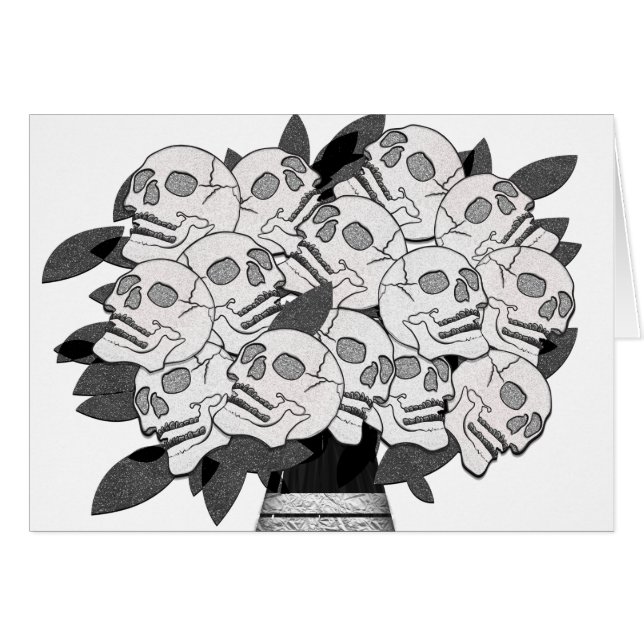 Any Colour* Bouquet of Skull Roses Black & White (Front Horizontal)