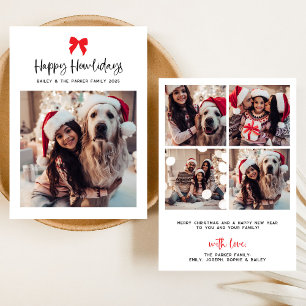Any Colour Bow   Happy Howlidays with Pet Photo Holiday Card