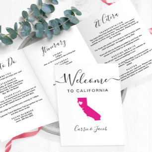 Any Colour California Wedding Bag Welcome Itinerar Tri-Fold Programme