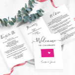 Any Colour Colorado Wedding Welcome Bag Itinerary Tri-Fold Programme<br><div class="desc">Welcome guests to your wedding with this tri-fold card. There is plenty of room to include your itinerary, restaurant suggestions, things to do, and contact info. There is space for a photo on the back of the card. All text may be customised, including the heading. You may edit the colours...</div>