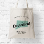 Any Colour Connecticut Map Wedding Welcome Bag, Tote Bag<br><div class="desc">Wedding weekend welcome gift bag for out of town guests to your wedding, featuring image of Connecticut. You may edit the colours for any part of this design, as well as move the heart to the location of your wedding. To change colours, click personalise and then "edit using the design...</div>