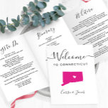 Any Colour Connecticut Wedding Welcome Itinerary Tri-Fold Programme<br><div class="desc">Welcome guests to your wedding with this tri-fold card. There is plenty of room to include your itinerary, restaurant suggestions, things to do, and contact info. There is space for a photo on the back of the card. All text may be customised, including the heading. You may edit the colours...</div>