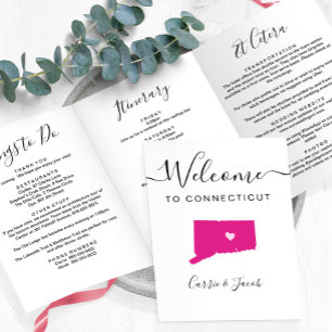 Any Colour Connecticut Wedding Welcome Itinerary Tri-Fold Programme