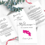 Any Colour Costa Rica Wedding Welcome Bag Itinerar Tri-Fold Programme<br><div class="desc">Welcome guests to your wedding with this tri-fold card. There is plenty of room to include your itinerary, restaurant suggestions, things to do, and contact info. There is space for a photo on the back of the card. All text may be customised, including the heading. You may edit the colours...</div>
