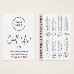 Any colour Custom Logo HydraFacial Aftercare Card