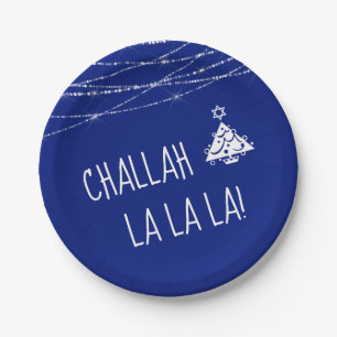 Any Colour Cute Challah La La La Chrismukkah Blu Paper Plate