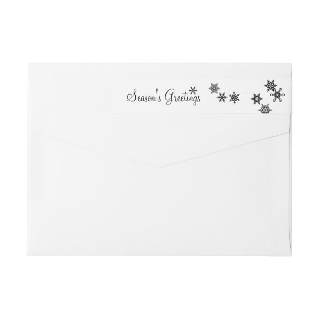 Any Colour Elegant Snowflakes Holiday Address Labe Wrap Around Label (Back)