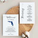 Any Colour Florida Wedding Welcome Letter Itinerar<br><div class="desc">This modern and elegant card is the perfect addition to your hotel welcome bags. Enter the main events and a customised note to help your guests navigate the weekend. The size allows you to enter all the information you need. Everything in this card is editable. To change colours or move...</div>