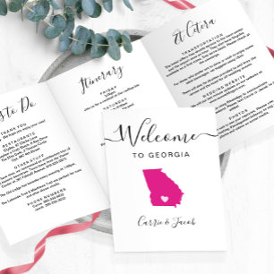 Any Colour Georgia Wedding Welcome Bag Itinerary Tri-Fold Programme