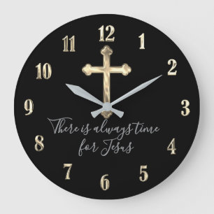 Any Colour Gold Cross Always time for Jesus Large Clock
