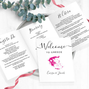 Any Colour Greece Wedding Welcome Bag Itinerary Tri-Fold Programme