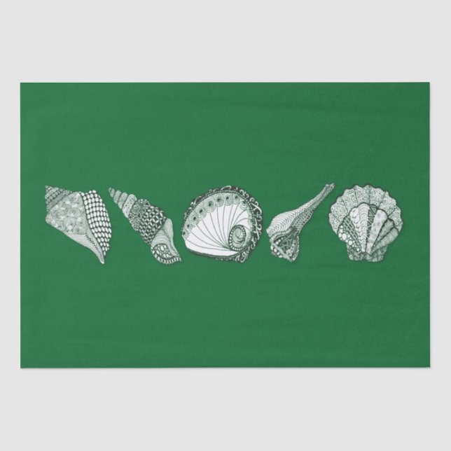 Any Colour Hand Drawn Sea Shells Tissue Paper (Front)
